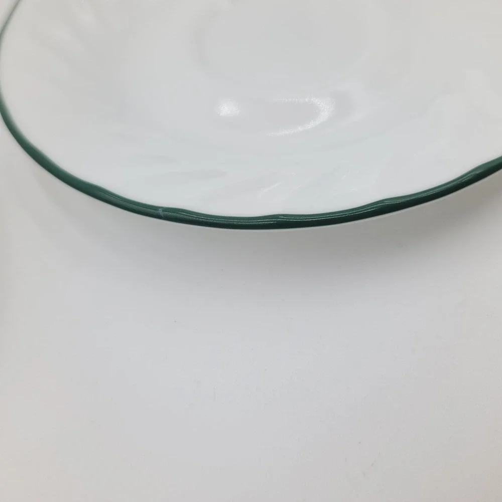 Corelle Classic Cafe Emerald Green Saucers Set of 8 Vitrelle White‎ Swirl 6.25